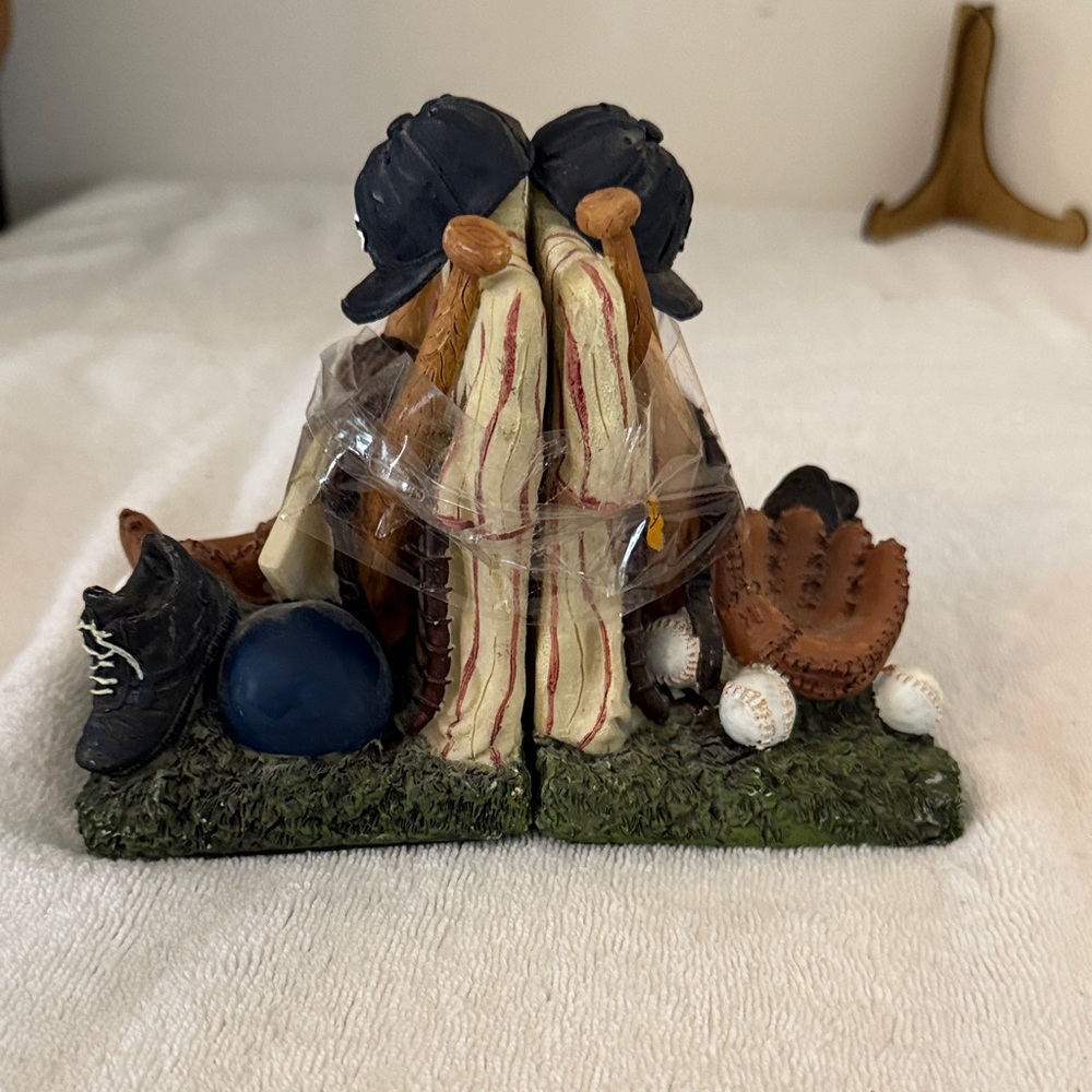 Baseball Bookends Decorative Figurine - Navy, Brown, Cream